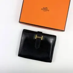 早い者勝ち HERMES エルメス ベアンコンパクト 二つ折り財布 ブラック