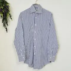 CAMICIANISTA【Ｓ相当】 青白ストライプ 長袖シャツ スリムフィット