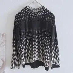 PETIT BOX タートルネック　長袖Tシャツ　カットソー白/黒　ドット　S