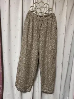 綿混紡 ベージュ系 パターン柄 ステテコ L