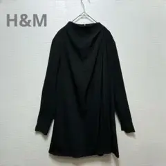 新品タグ付♡【H&M】チュニック　カットソー　長袖　ギャザー　黒　綺麗め　S