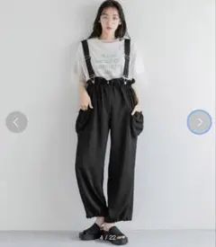 LOWRYSFARM ウエストフリルサロペット