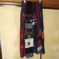 ハンドメイド絣ロングスカート