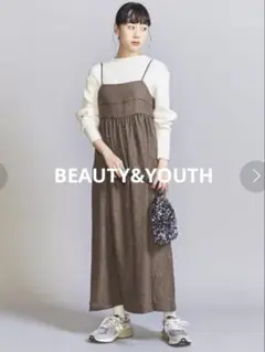【極美品】BEAUTY&YOUTH ギャザーパイピングキャミワンピース