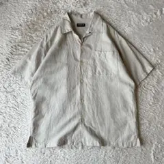 ユニクロ 90s UNIQLO リネンオープンカラーシャツ L ベージュ