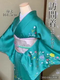 正絹 アンティーク着物 訪問着 小花散らし文様 身丈161.5