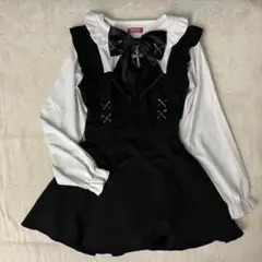 地雷 マーズ エプロン ワンピース セットアップ ジャンスカ リボン 十字架❤︎