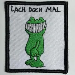 LACH DOC MAL 刺繍 カエル 笑って下さい ジョーク パッチ ドイツ