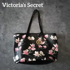 美品✨️ヴィクトリアシークレットトートバッグ 花柄 黒 大容量