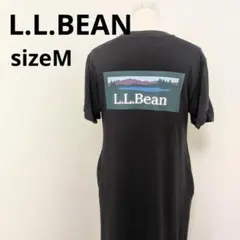 L.L.Bean 半袖ロングワンピース ブラック Mサイズ バックプリント