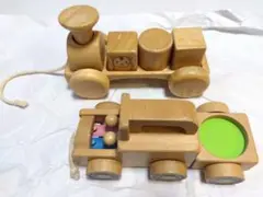 こどもちゃれんじ しまじろう ベネッセ 知育玩具 木製 積木 汽車 2点セット