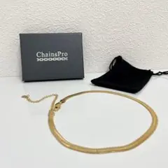 ChainsPro ステンレス ネックレス 38cm×5mm ゴールド 男女兼用