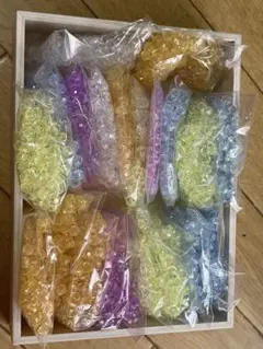 ビーズセット 透明・紫・黄色・オレンジ・青