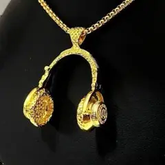 【N080】ネックレス　メンズ　ゴールド　おしゃれ　ヘッドホン　イヤホン