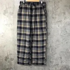 yz125古着　チェックパンツ　パジャマパンツ　グレー　紺　茶　黄　白