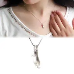 猫 ペンダント シルバー ネックレス 銀 キャット レディース n-44