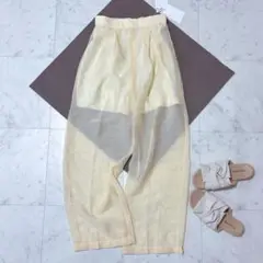 新品未使用 クラネ シアーストレートパンツ イエロー ゆったりシルエット