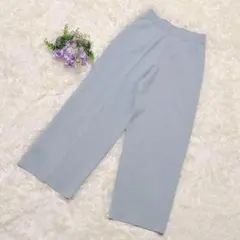 クミキョク 組曲 ニットワイドレッグパンツ ベーシックパンツ ブルー