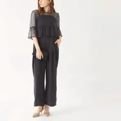 titivate ドットチュールトップスｘオールインワン セットアップ