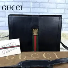 ✨極希少✨old GUCCI ショルダー レザー シェリーライン 筆記体ロゴ