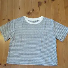 ユニクロ 白と黒のストライプ Tシャツ