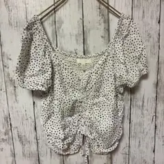 【H&M】ブラウス　Mサイズ　ドット柄　ホワイト