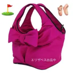 ピンク リボン ラウンドバッグ ゴルフ バレエ レッスン 習い事 バッグ