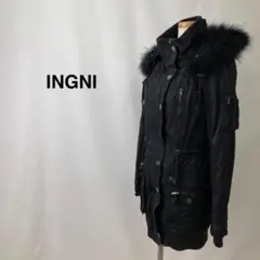 INGNI イング リアルファー付きフードミリタリーコート ブラック レディース