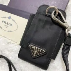 【未使用級】プラダ スマホケース シガレットケース 三角ロゴ ナイロン ブラック