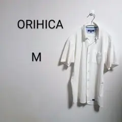 S233 オリヒカ ORIHICA 半袖シャツ M ホワイト 薄手 胸ポケット
