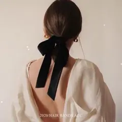 ベロア 大きめ リボン 韓国 オルチャン ヘアゴム ブラック