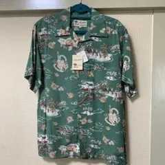 アロハシャツ Mサイズ 緑色 南国デザイン