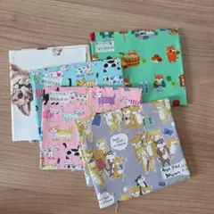 5点 まとめ商品 ネコ、イヌ 猫、犬　カットクロス