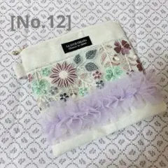 [NO.12]インド刺繍✖︎キャンパス生地のパープルレース付きポーチ⭐️