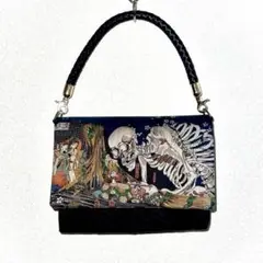 ガシャ髑髏　ハンドメイド　トートバッグ　サコッシュポーチ　和柄　【一点物】 ガシャ髑髏 ハンドメイド トートバッグ サコッシュポーチ 和柄