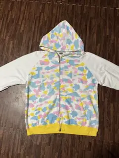 A BATHING APE フルジップパーカー迷彩　白　ホワイト系　Ｌサイズ