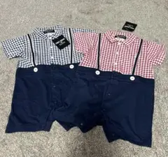《新品》半袖カバーオール　色違い2点セット　80サイズ