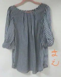 ストライプ バルーンスリーブ シャツ