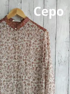 cepo セポ 花柄ワンピース ノーカラー M 薄手ワンピース