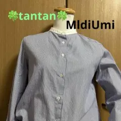タンタン購入　MldiUmi ストライプ 長袖シャツ バンドカラー