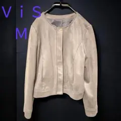 S839❤️ Vis ノーカラージャケット　フルジップ　Mサイズ　ベージュ