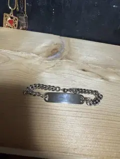 used シルバー　ID ブレスレット