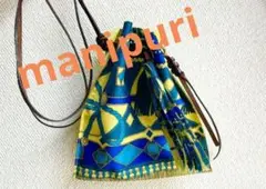 マニプリ　スカーフ　manipuri 巾着　ショルダーバッグ　スマホショルダー