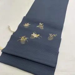 正絹 絽 帯地 未仕立て 染めと刺繍柄