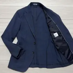 美品✨スーツセレクト 尾州 BISHU ジャケット 紺 ネイビー チェック A5