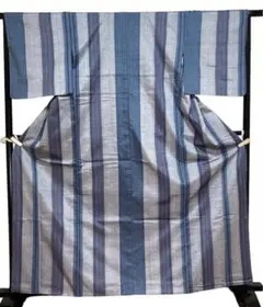 小紋 紬地 正絹 縦縞 美品 味わい イ9993