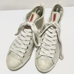 PRADA プラダ スニーカー ロゴ レザー ホワイト系 シンプル 35