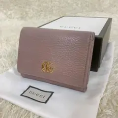 美品✨ グッチ 折り財布 マーモント 金具 レザー ウォレット グレージュ