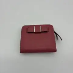 COACH リボン付きバーガンディ二つ折り財布