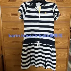 FILA GOLF ポロワンピース L ネイビー/ホワイトストライプ